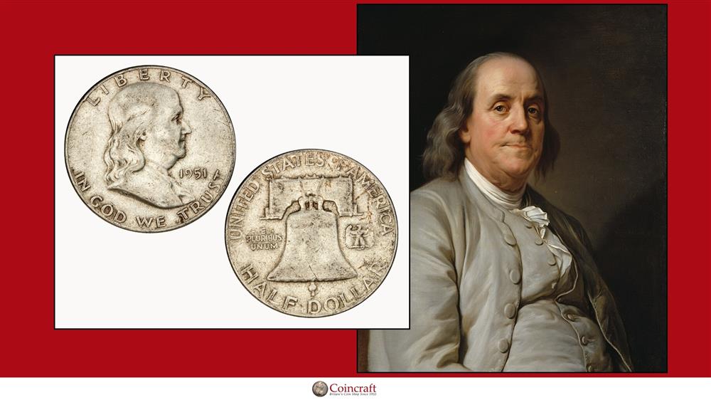 USA Silver Half Dollar Honouring Benjamin Franklin (A Founding Father of the United States)